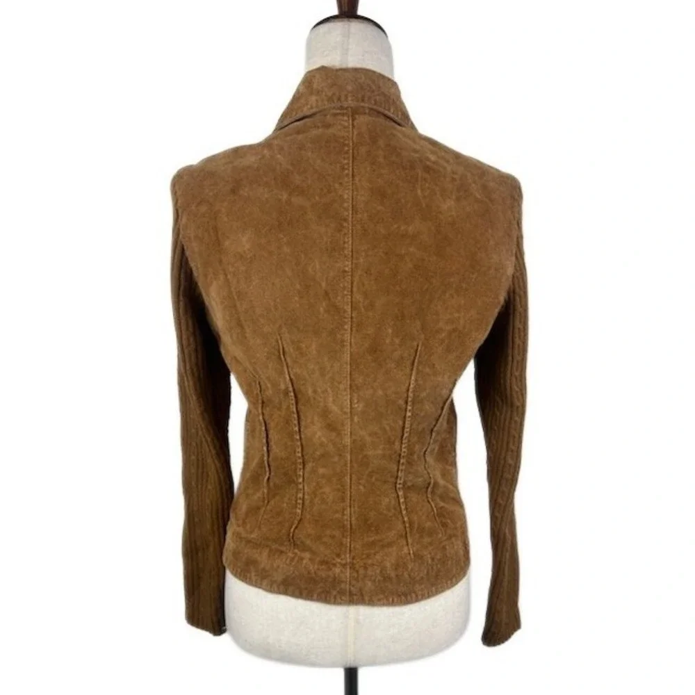 LAL‎ Y2K Vintage Leather Jacket Women's Brown Embroidered Western Size Small